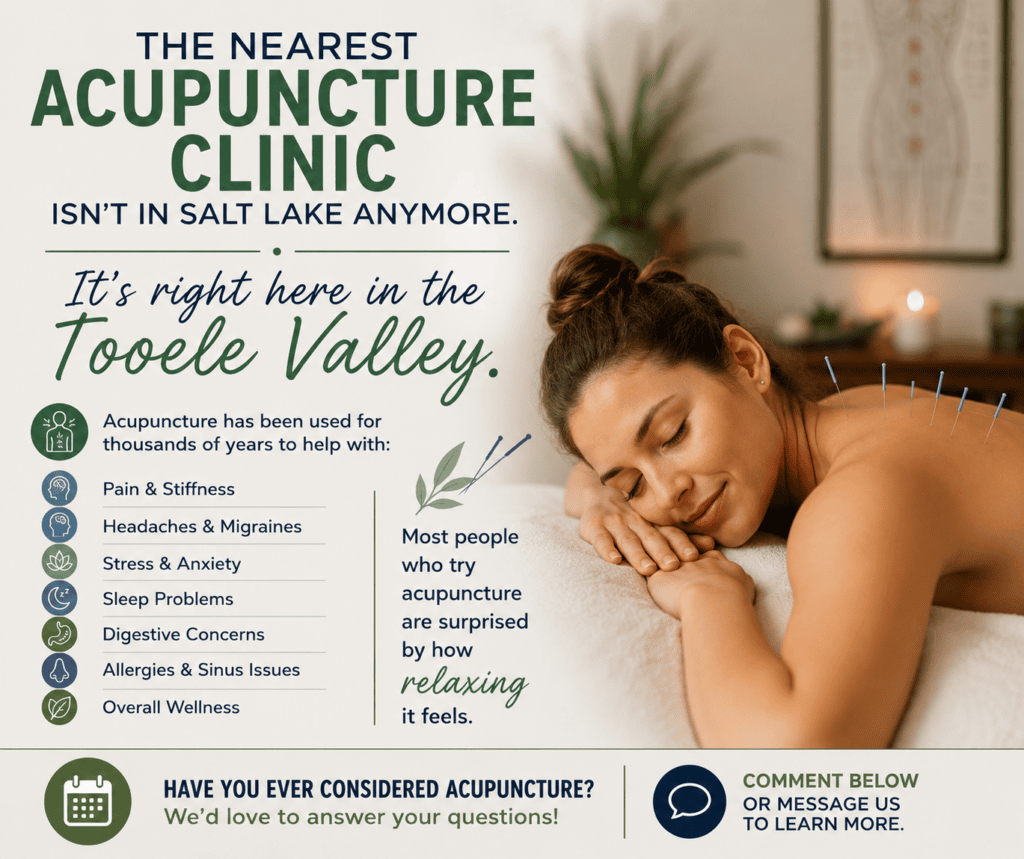 The nearest acupuncture clinic isn't in Salt Lake anymore. | ChiroLife Chiropractic Stansbury Park The nearest acupuncture clinic isn’t in Salt Lake anymore.